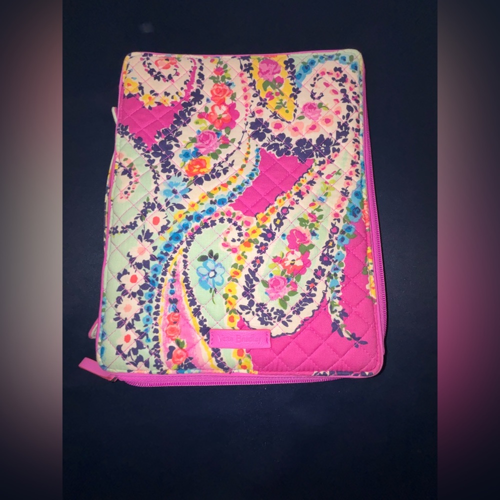VERA BRADLEY Pink Tablet / Notebook Folio With Handle and Storage Pockets